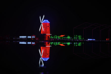 Modern lighting art exhibitionのeditorial素材
