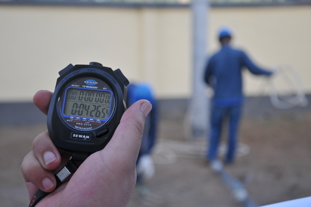 Electric pole work competitionのeditorial素材