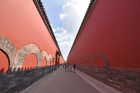 Beijing the Imperial Palace tunnel wallsのeditorial素材