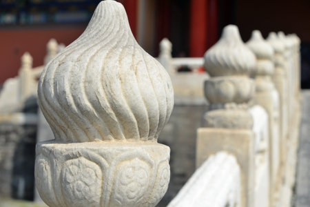 The Imperial Palace white marble railings close-up