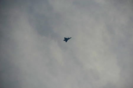 Jet fighter in the skyの写真素材