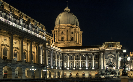 Budapest Buda (Royal) castle at nightのeditorial素材