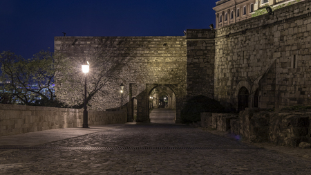 Budapest Buda (Royal) castle at nightのeditorial素材
