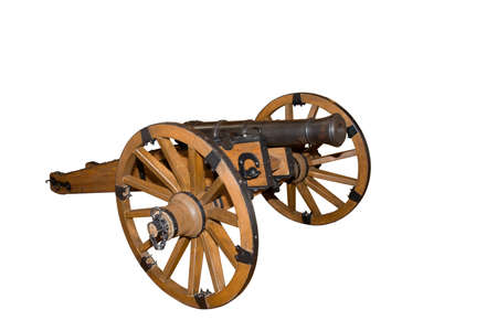 Old obsolete cannon, isolated on whiteの写真素材