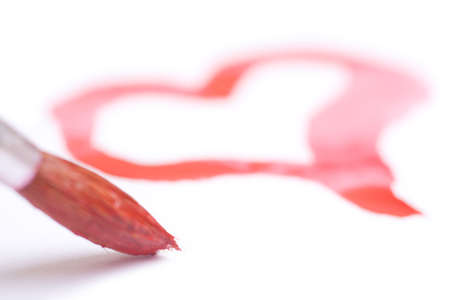 Close-up watercolor painted heart shapeの写真素材