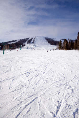 Long slope for skiing and snowboarding with elevatorの写真素材