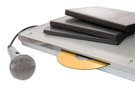 Modern dvd player with karaoke function and microphoneの写真素材