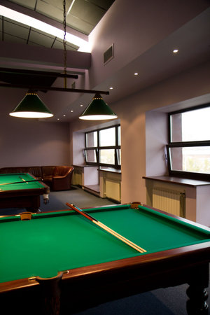 Interior of the large billiard room with two tables