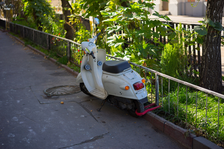 motorbike on the street european cityの写真素材