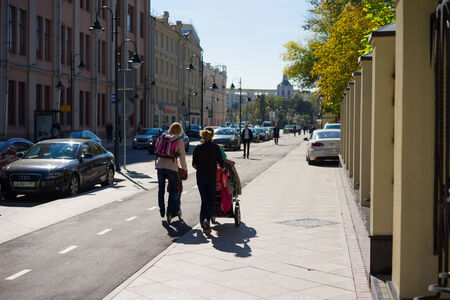old street of the big european cityのeditorial素材