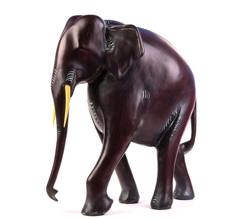 Wooden elephant figurine from Thailandの写真素材