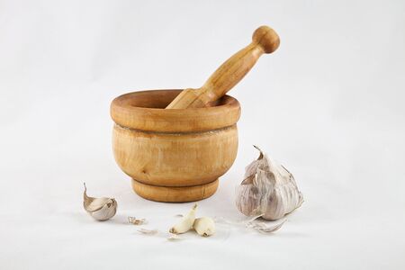 mortar garlicの写真素材