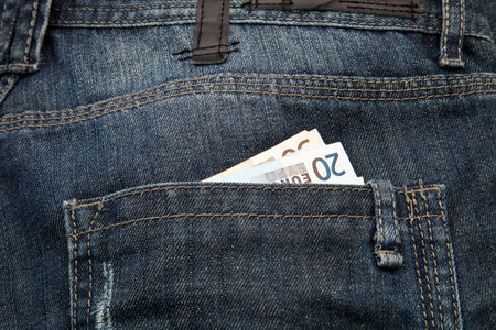 euros saved in jeans pocket