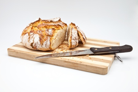 loaf of bread baked in wood ovenの写真素材