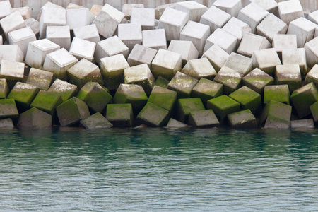 breakwaters made of concrete cubes