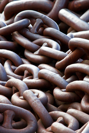 rusty chains used in industry and mining