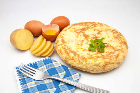 potato omelette with its ingredients lists to eatの写真素材