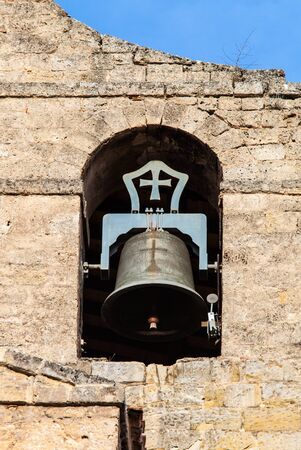 stone bell tower of a churchの写真素材