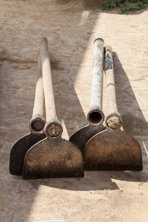 Tools to work the land in the fieldの写真素材