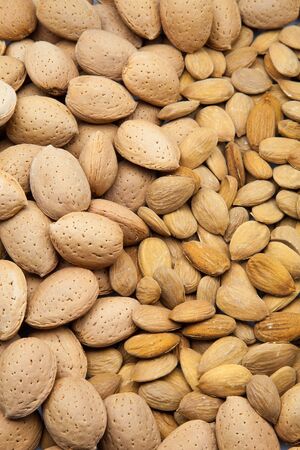 almonds with crust and without crust to eat の写真素材