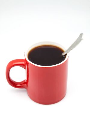 red coffee cup on white fundの写真素材