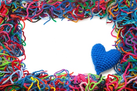 I mark of wool with blue heartの写真素材