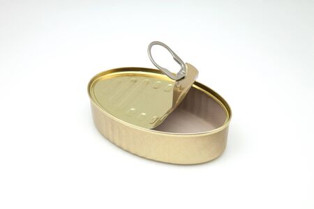 metallic canister of open and empty conserveの写真素材