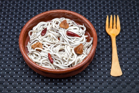elvers casserole with garlic and oilの写真素材