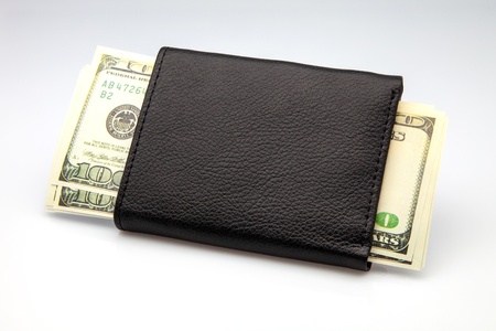 leather portfolio with tickets for 100 dollarsの写真素材