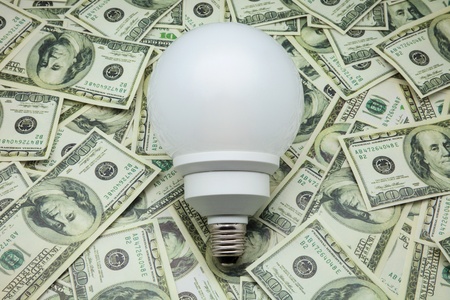 bulb of low consumption on ticketsの写真素材