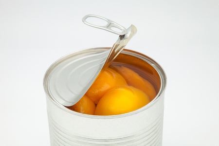 peaches in a canister in syrupの写真素材