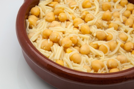 chickpeas cooked in casserole with noodlesの写真素材