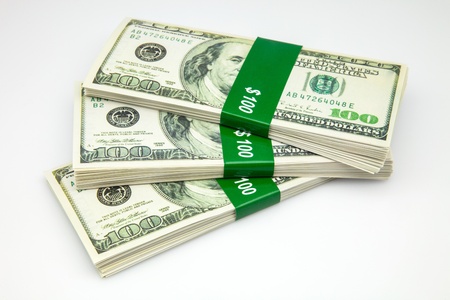 Stack of one hundred dollar billsの写真素材