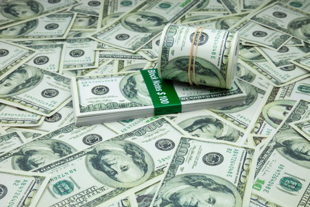 Stack of One Hundred Dollar Bills U.S.