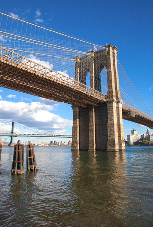 This is the Brooklyn Bridge in New York Cityの写真素材
