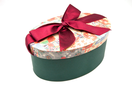 oval box with a red bondの写真素材