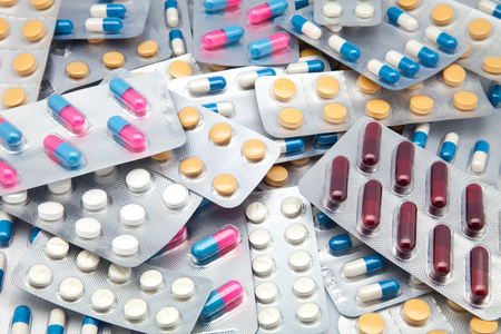  packs of pills and capsulesの写真素材