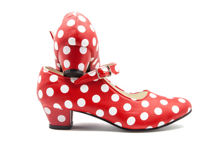 red typical shoes of Flemish danceの写真素材