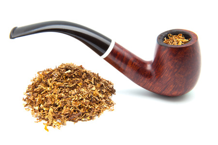 tobacco pipe on a white backgroundの写真素材