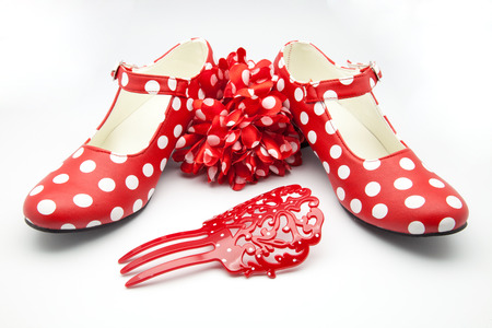 typical spotted Spanish dance shoesの写真素材