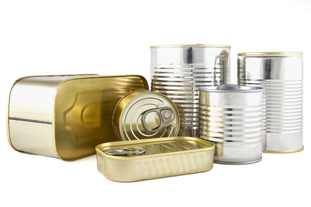 Food canned in metal cansの写真素材