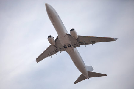 aircraft taking off over the skyの写真素材