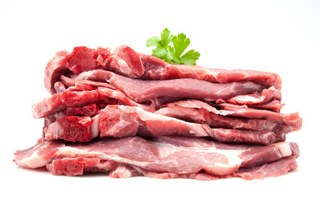 fillets of raw meat on white backgroundの写真素材