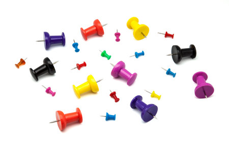 pins of different sizes and colorsの写真素材