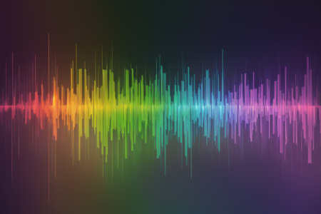 Abstract technology background with equalizer light effect. Visualization of sound waves., generative ai artの素材