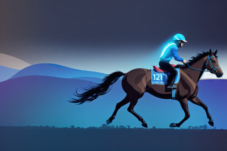 a man riding on the back of a brown horse, abstract design, generative ai artの素材