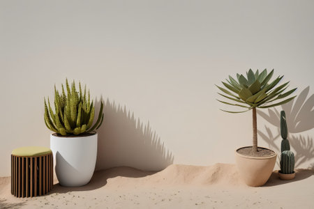 a white wall with a shadow of a plant on it, clean interior mockup, generative ai artの素材