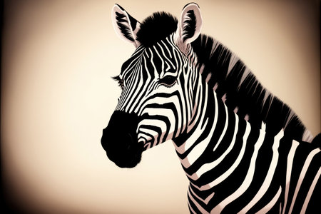 Modern colored zebra digital drawing. Colorful magic zebra horse, cartoon style painting. Generative ai art illustration.の素材