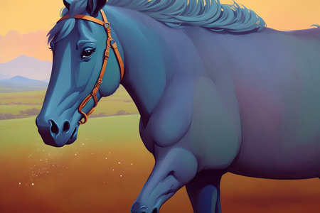 Colorful magic horse, cartoon style painting. Generative ai art illustration.の素材