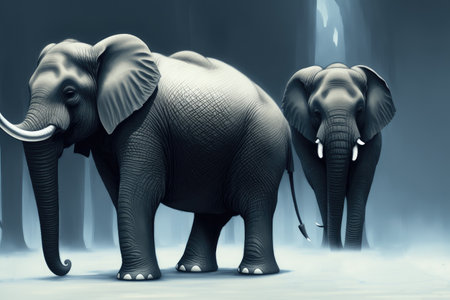Modern drawing of elephant, Colorful magic elephant, cartoon style painting. Generative ai art illustration.の素材